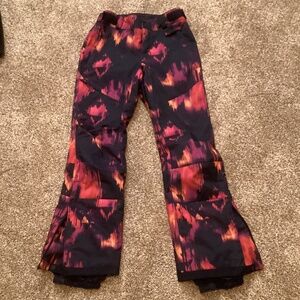 Columbia Black with Red & Orange Pattern Women's Snow Pants